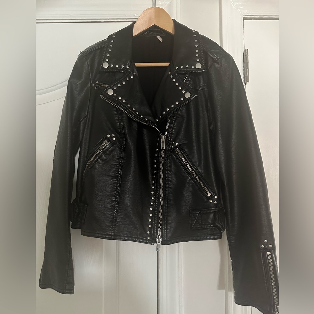Free People Studded Leather Jacket